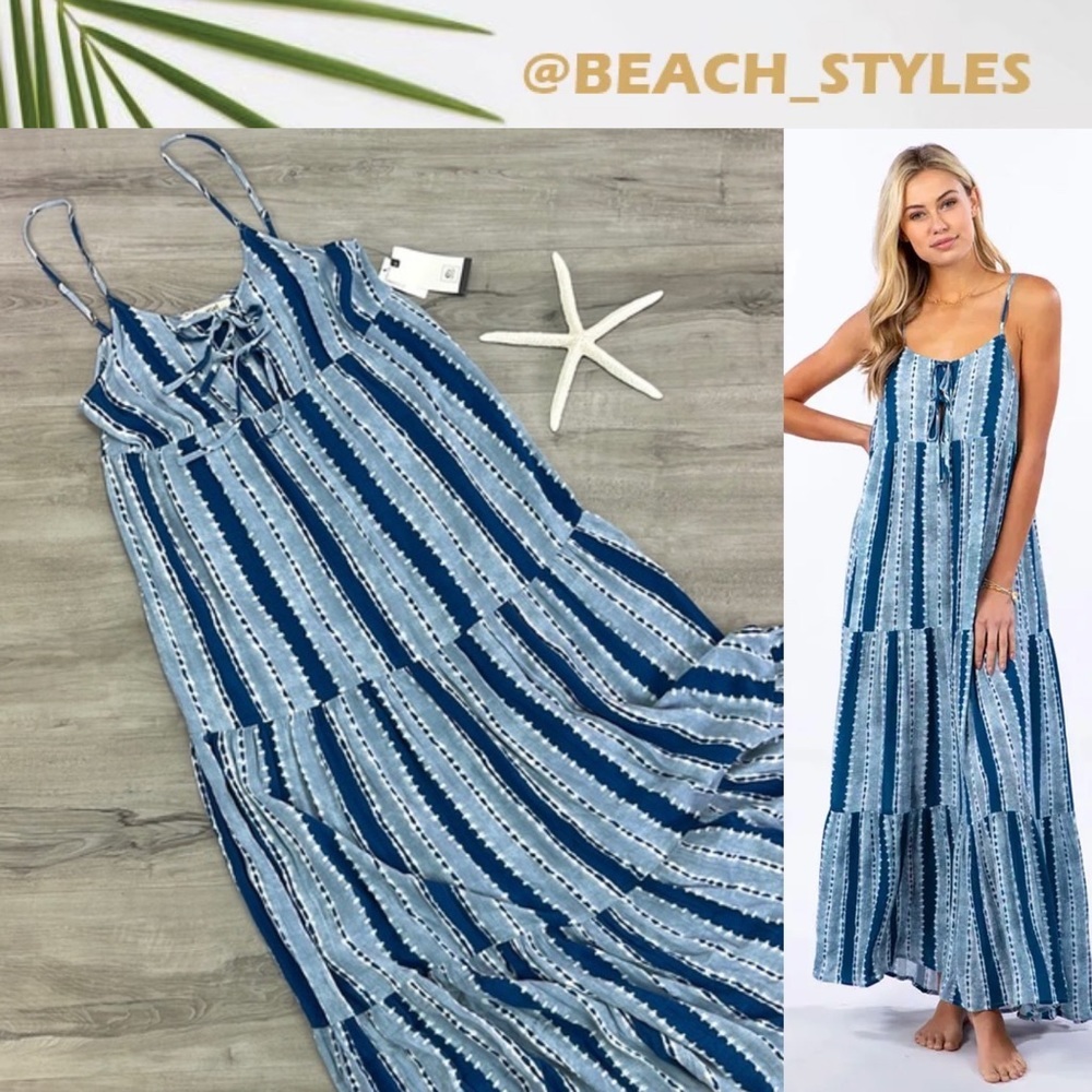 Rip Curl Blue Striped Maxi Dress